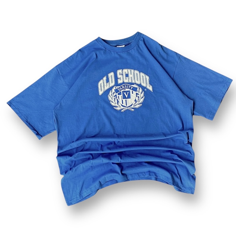 Vintage Old School Varsity Blue Graphic Tee